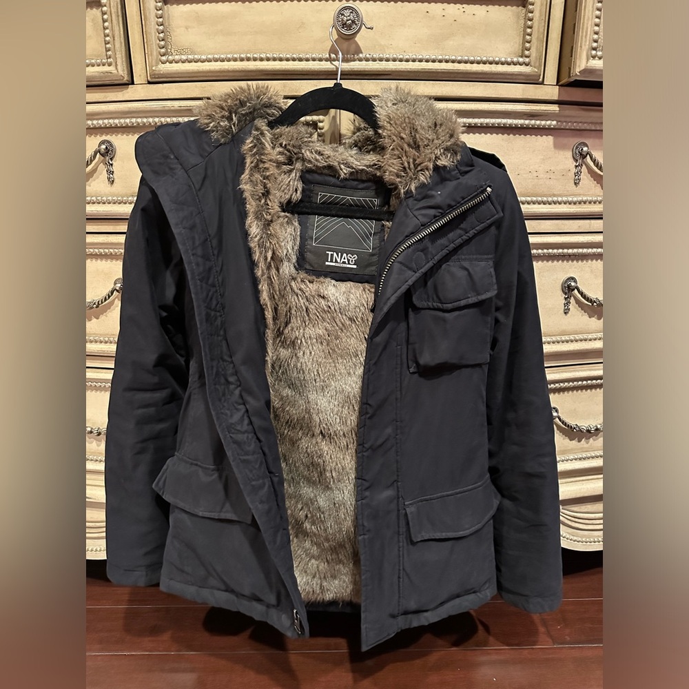Aritzia TNA fur lined coat